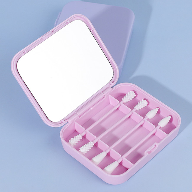 4pcs Reusable Cotton Swabs Silicone Washable Ear Buds with Mirror - Image 2